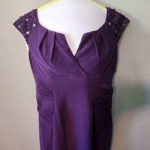 Adrianna papell plum purple cocktail dress with beaded shoulders, size 10